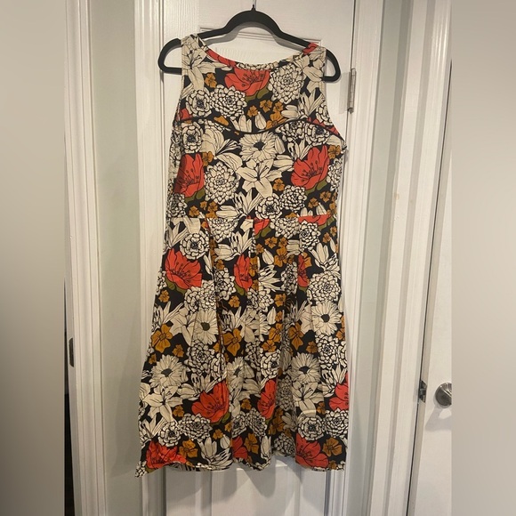 NWT Apsara Size XL Navy Blue Cream Sleeveless Side Zip Cotton Cosmos Midi Dress - Picture 9 of 10